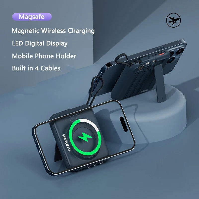 CYKE Q12 10000mAh Magnetic Wireless Charging Mini Power Bank Built-in with 4 Cables CYKE Q12 10000mAh Magnetic Wireless Charging Mini Power Bank Built-in with 4 Cables